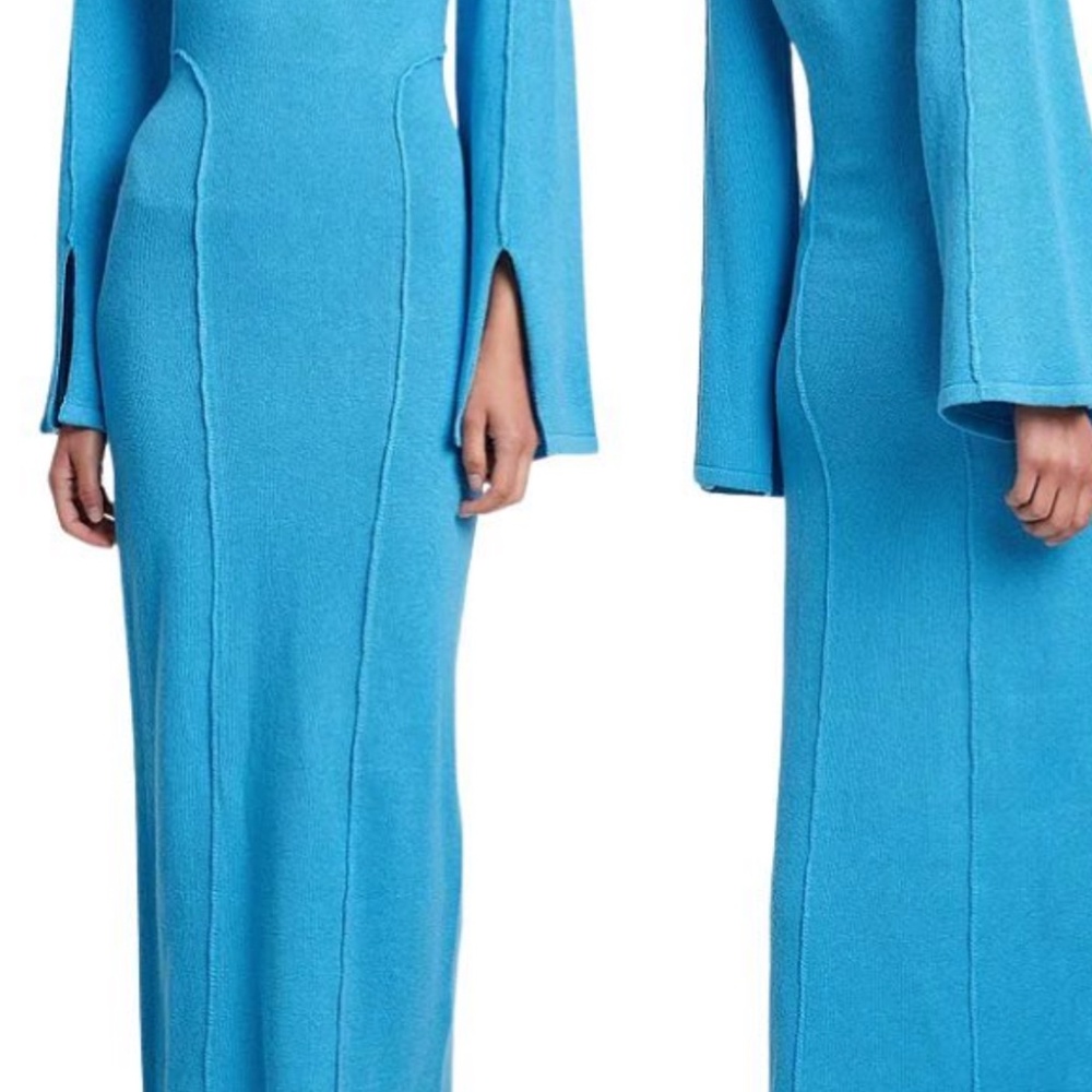 Elegant Blue Long Sleeve Dress